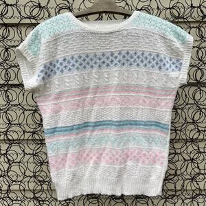 Vintage 50s 60s Lilly of California pastel stripe sleeveless sweater blouse MED